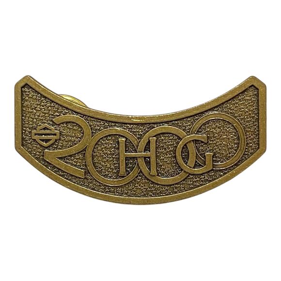 Vintage Harley Davidson Owners Group 2000 HOG Rocker Pin Bronze Tone 1.5 Inch - Picture 1 of 3